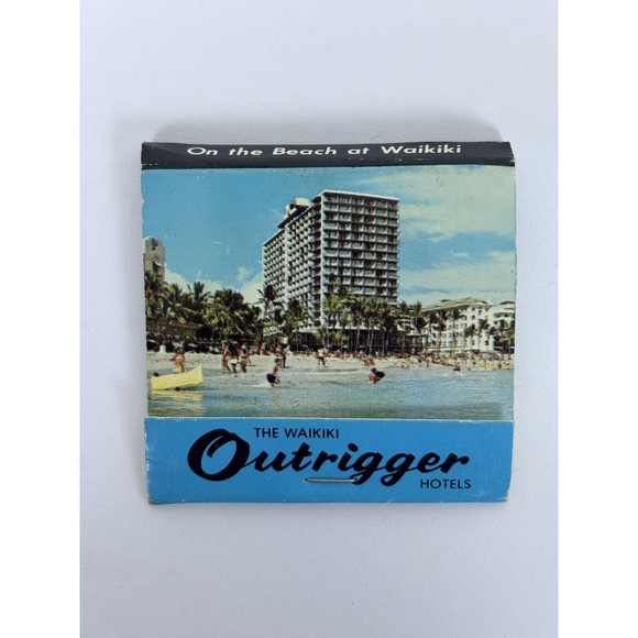 Outrigger Hotel Matchbook Empty Waikiki Hawaii Resort Vintage Kalakaua Avenue - Picture 1 of 5